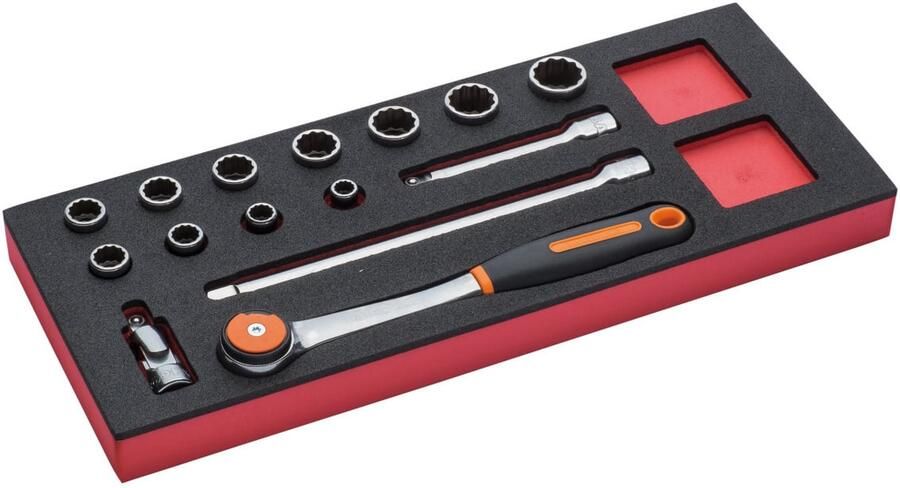 Bahco Foaminlay Fit&Go 1 3 met doppen en toebehoren 1 2" 15-delig FF1E2204