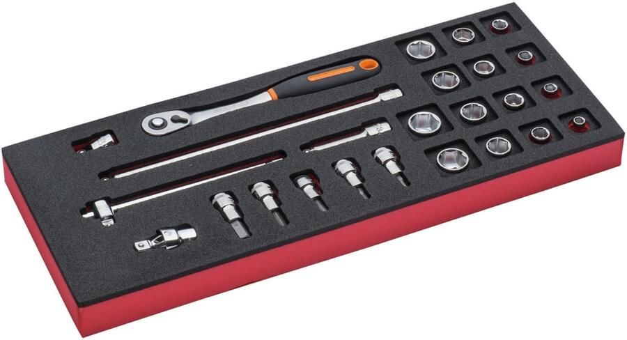 Bahco Foaminlay Fit&Go 1 3 met doppen en toebehoren 3 8" 25-delig FF1E2102