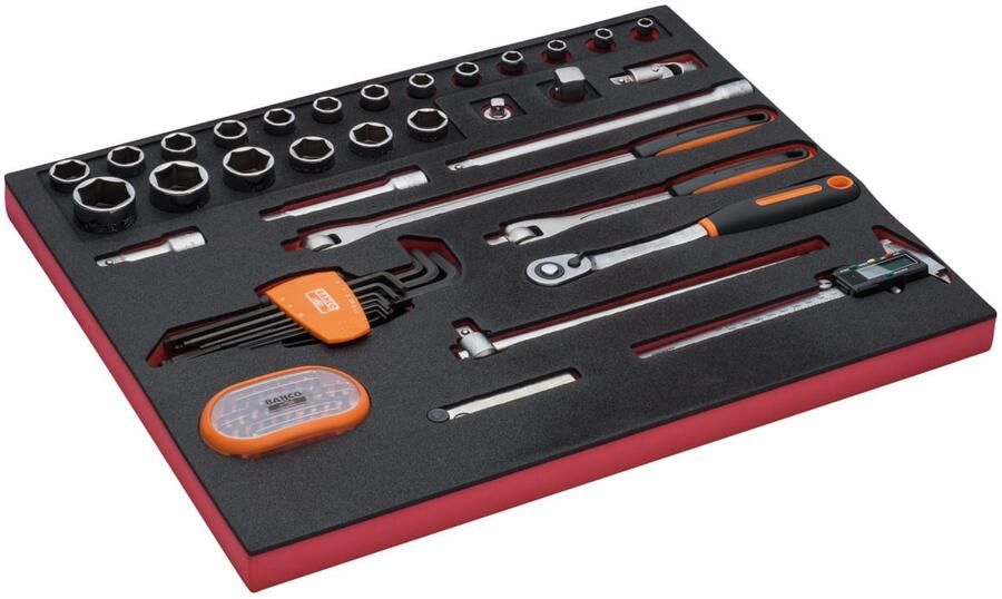 Bahco Foaminlay Fit&Go 3 3 met doppen en toebehoren 1 2" | schuifmaat en bits 71-delig FF1A142
