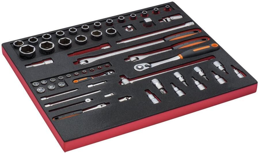 Bahco Foaminlay Fit&Go 3 3 met doppen en toebehoren 1 4" en 1 2" 59-delig FF1A137