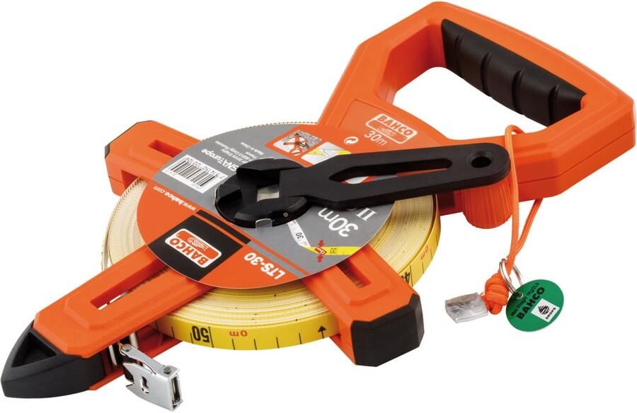 Bahco Landmeter | met Dyneema koord | nylon gecoate band | open cassette | klasse II | metrisch | breedte 13 mm | 30 m TAHLTS-30