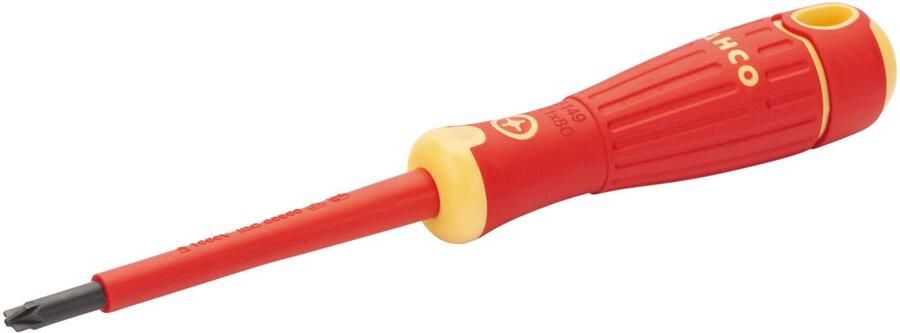 Bahco Schroevendraaier Fit | geïsoleerd | VDE | rubber greep | Combitip 5 mm PZ1 retailverpakking SB149.001.080
