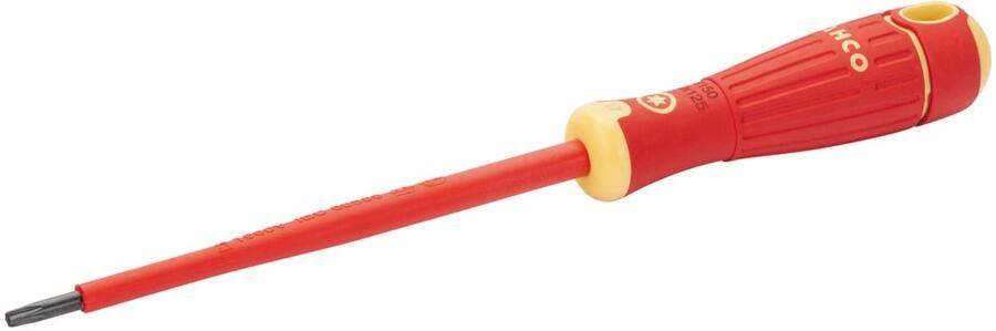 Bahco Schroevendraaier Fit | geïsoleerd | VDE | rubber greep | TORX | T10 x 100 mm retailverpakking SB150.010.100