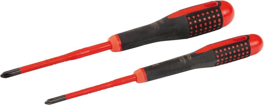 Bahco Schroevendraaierset ERGO™ | geïsoleerd | VDE | driecomponentengreep | smal blad | Phillips 2-delig BE-9891SL