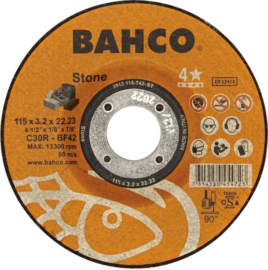 Bahco Slijpschijf | voor afbramen | voor steen 125 x 3.2 x 22.23mm 3912-125-T42-ST