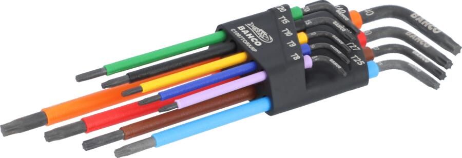 Bahco Torx sleutelset T8 T40 Stiftsleutels TORX lang gefosfateerd gekleurd metrisch 9-delig C1997TORX 9P