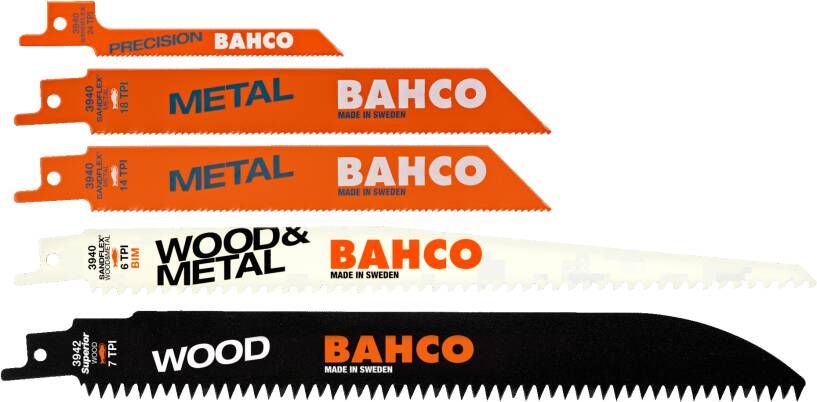 Bahco Reciprozaagbladensets | Sandflex bimetaal |voor hout en metaal | 3940-MIX-SET-5P