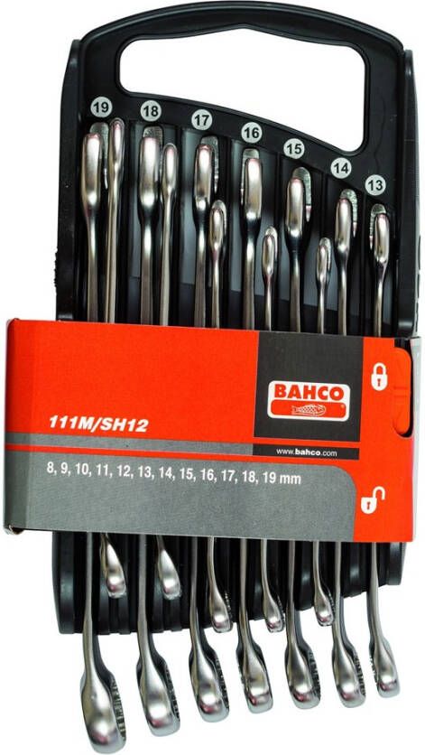 Bahco Ringsteeksleutelset met houder 12 delig | 111M SH12
