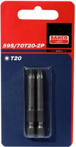 Bahco x2 bits t20 70mm 1 4"inch dr standard. | 59S 70T20-2P