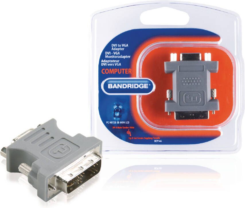 Bandridge DVI-Adapter DVI-A 12+5-Pins Male naar VGA Female 15-Pins | 1 stuks BCP146