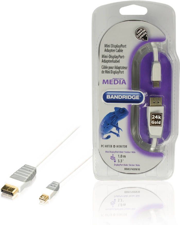 Bandridge Mini DisplayPort Kabel Mini-DisplayPort Male naar DisplayPort Male 1 m Wit | 1 stuks BBM37400W10