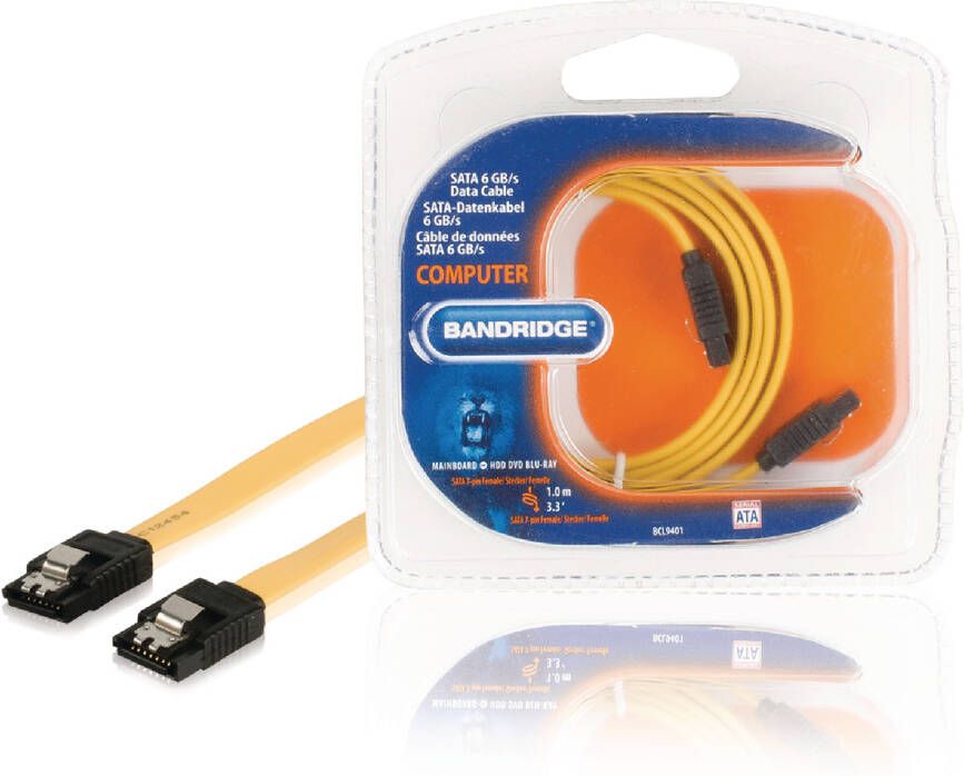 Bandridge SATA 6 Gb s Kabel Intern SATA 7-Pins Female naar SATA 7-Pins Female | 1 m | Geel | 1 stuks BCL9401