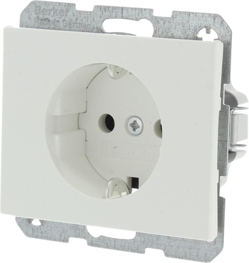 Berker K1 Contactdoos | Inbouw | 1-voudig | Randaarde | Polarwit 66.021.42