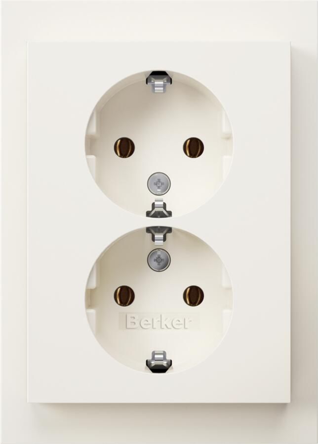 Berker K1 Contactdoos | Inbouw | 2-voudig | Randaarde | Polarwit 66.021.51