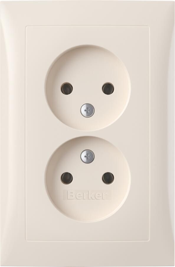 Berker S1 Contactdoos | Inbouw | 2-voudig | Crème 66.032.48