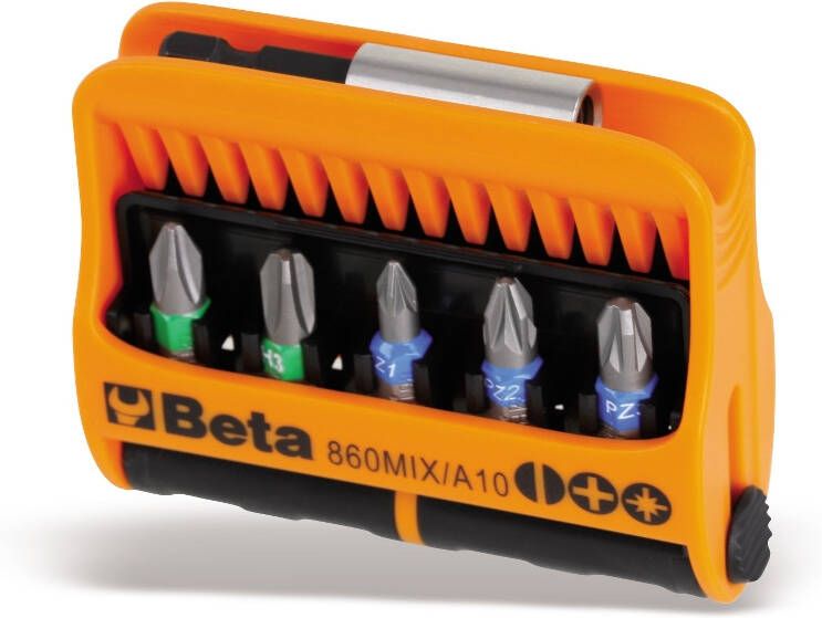 Beta 10 bits met magnetische bit houder in kunststof houder 860MIX A10 008600900