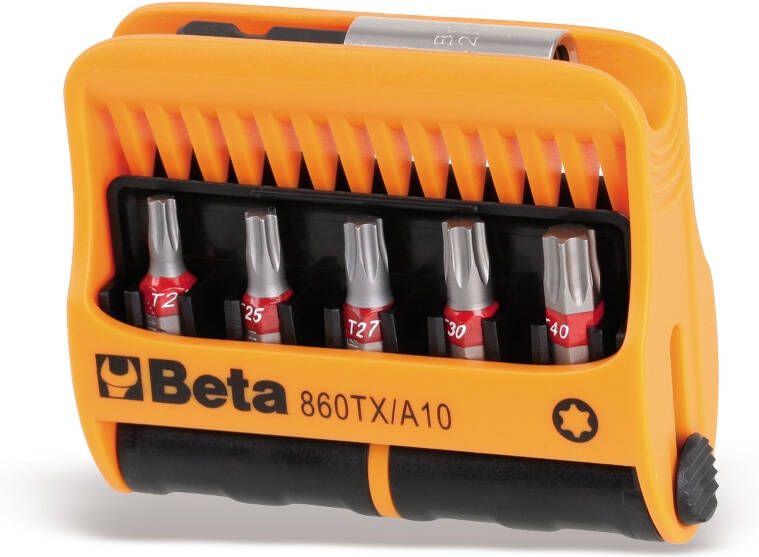 Beta 10 bits met Torx profiel en magnetische bit houder in kunststof houder 860TX A10 008600970