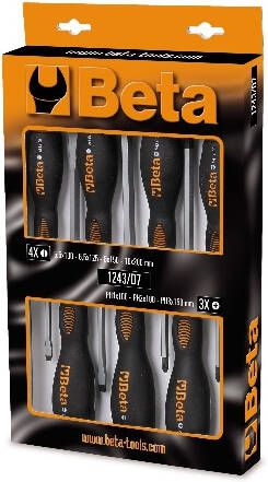 Beta 1243 D7 Schroevendraaierset | Sleuf + Phillips | Slag | 7-Delig 012430017
