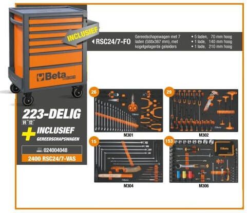Beta 2400 Rsc24 7 Vas-Wagen + 223-delig Assortiment 024004048