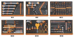 Beta 5988U6 M Assortiment van 214 gereedschappen voor universeel gebruik in voorgevormde EVA foam inlegbakken 059881430