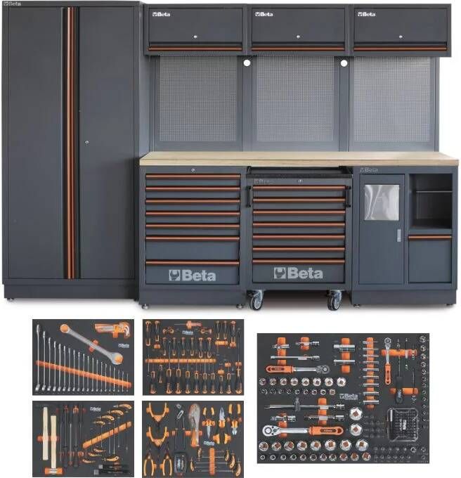 Beta Actie 2025 C45PRO 2.0 W 268UT Werkplaatsinrichting combinatie (Houten Blad) + 268UT 268-delig assortiment 045009159