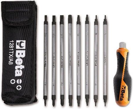Beta Assortment of 8 reversible screwdrivers and 1 accessory in case 1281BG-TX A8 012810530