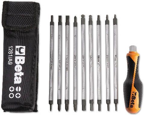 Beta Assortment of 9 reversible screwdrivers and 1 accessory in case 1281BG A9 012810520