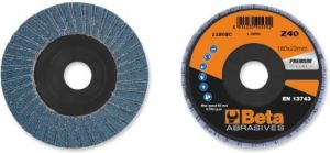 Beta 11204A 60 Lamellen slijpschijf met zirkonium schuurmateriaal | glasfiber steunschijf | enkele lamel constructie | 10 stuks 112040006