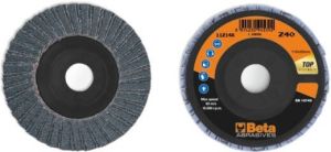 Beta 11214A 120 Lamellen slijpschijf met zirkonium schuurmateriaal | kunststof steunschijf | dubbele lamel constructie | 10 stuks 112140012