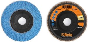 Beta 11240A 40 Lamellen slijpschijf met keramische gelaagde zirkonium schuurmateriaal | kunststof steunschijf | enkele lamel constructie | 10 stuks 112400004