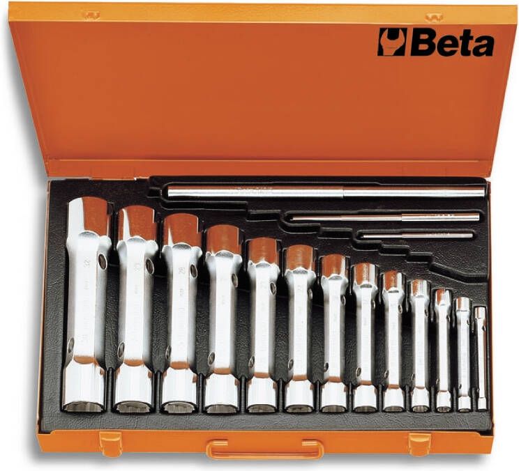 Beta 13-delige set pijpsleutels twaalfkant en zware uitvoering (art. 930) in kistje 930 C13 009300098