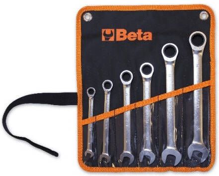 Beta 141 B6 Set van ratelringsteeksleutels | platte uitvoering | in etui 001410066