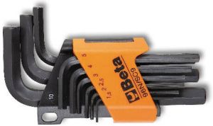 Beta 9-delige set haakse inbussleutels gebruneerd (art. 96N) met support 96N SC9 000960644