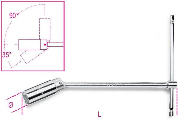 Beta Bougiesleutel met kniegewricht en T-handgreep 957 20 8 009570001