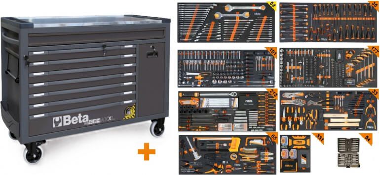 Beta BW 2400 RSC24AXXL-A Gereedschapswagen met 8 laden gevuld met gereedschap | 1061 Delig 024006387