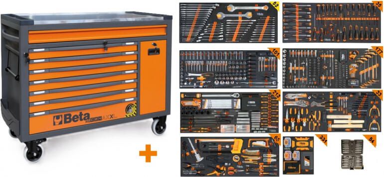 Beta BW 2400 RSC24AXXL-O Gereedschapswagen met 8 laden gevuld met gereedschap | 1061 Delig 024006381