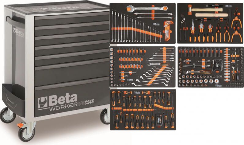 Beta BW 2400S G7 E-M Gereedschapswagen met 7 laden gevuld met gereedschap | 309 Delig 024006325