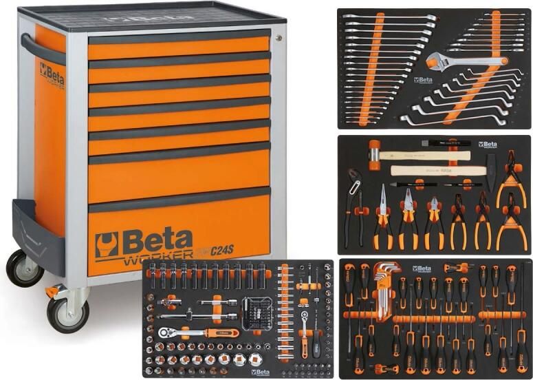 Beta BW 2400S O7 E-S Gereedschapswagen met 7 laden gevuld met gereedschap | 240 Delig 024006321