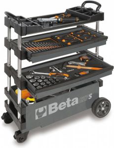 Beta C27S Grijs Inklapbare Mobiele gereedschapswagen | 2 laden