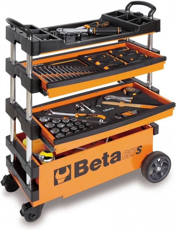 Beta C27S Oranje Inklapbare Mobiele gereedschapswagen | 2 laden