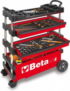 Beta C27S Rood Inklapbare Mobiele gereedschapswagen | 2 laden