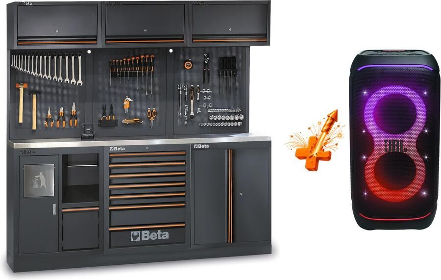 Beta C45PRO 2.0 AX 157UT Werkplaatsinrichting AX met 157 Gereedschappen + JBL PartyBox Stage 320 ZNLDEC032