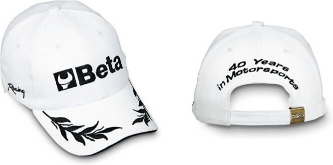 Beta Collection Cap 100% katoen verstelbaar geborduurde voorkant en zijkant wit 9525B 095251031