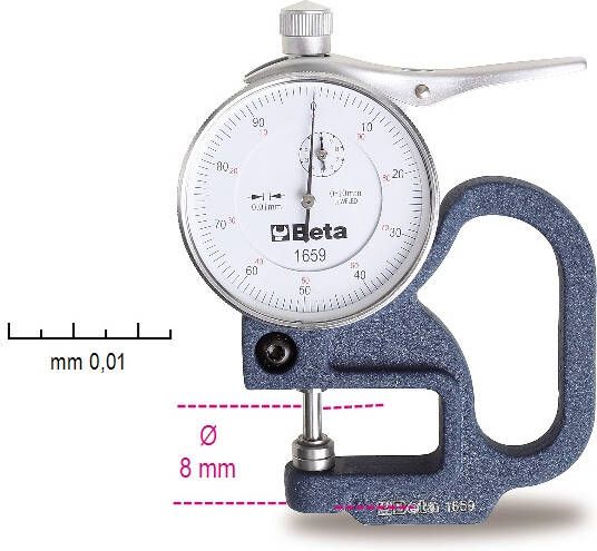 Beta Dikte meter met meetklok uitlezing tot 0.01 mm 1659 016590001