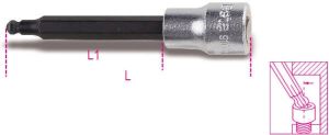 Beta Dopsleutels met kogelkopaansluiting voor binnenzeskant schroeven met 3 8" aandrijfvierkant verchroomd gebruneerde inzetstukken 910BP 10L