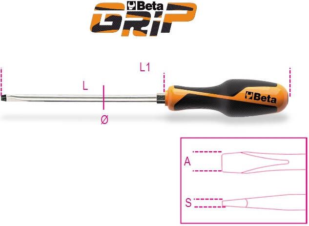 Beta Schroevendraaiers voor sleufschroeven met zeskant 1260E 8 012600157