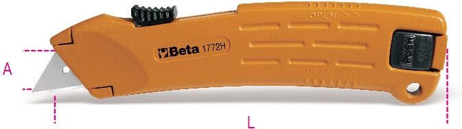 Beta Universeel mes met uitschuifbaar lemmet geleverd met extra messen 1772H
