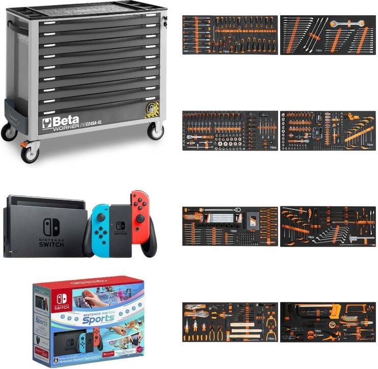 Beta BW 2400S XLG9 E-XXL-Gereedschapswagen gevuld | Zwart 716-DLG + Nintendo Switch ZNLDEC004