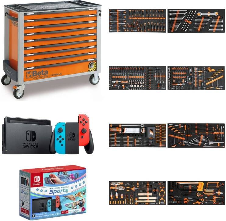 Beta BW 2400S XLO9 E-XXL-Gereedschapswagen gevuld | Oranje 716-DLG + Nintendo Switch ZNLDEC003