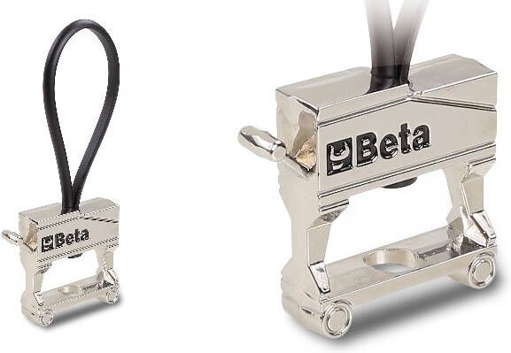 Beta Collection Metalen verchroomde sleutelhanger met rubberen haak 9595 C25 095950031
